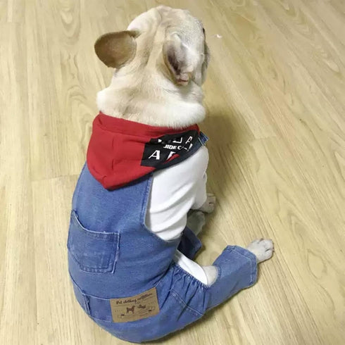 1 Piece Dog Denim Shirt, Puppy Jean Jacket Sling Jumpsuit Costumes for Small Pets (Blue, Small)