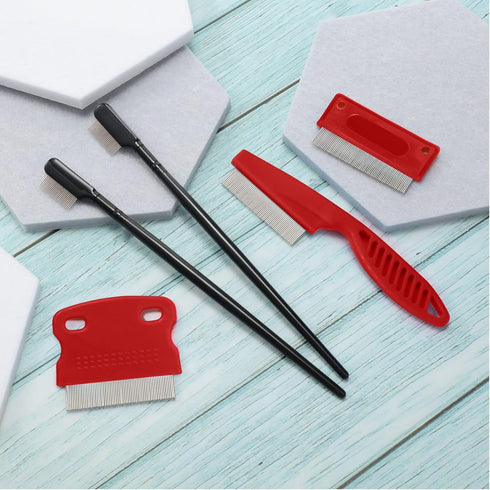 5 Pieces Dog Eye Combs - Tear Stain Remover Combs for Small Dogs, Gently Removing Eye Mucus & Crust (Red, Black)