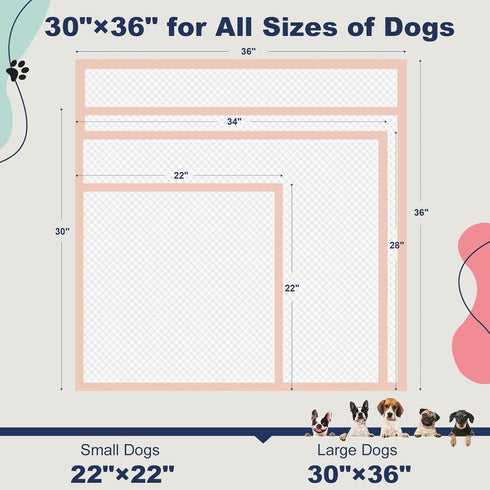 30"36" 25 Count, Puppy Pads Extra Large - XL Pee Pads for Dogs, Unscented Pink Dog Pads, Super Absorbent & Leak-Proof