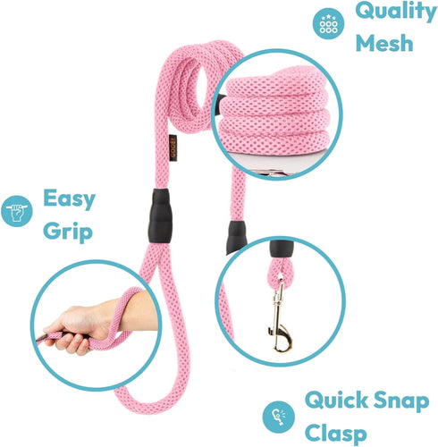 Gooby Mesh Leash - Red, 4 FT - Breathable Mesh 4 Foot Leash for Small Dogs with Bolt Snap Clasp - On The Go Dog Leashes for Small, Medium, and Large Dogs