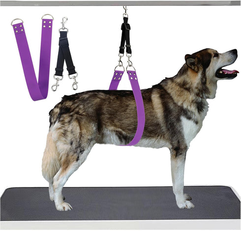 Pet Dog Grooming Belly Straps, Dog Grooming Table Arm Accessories, Waterproof PVC Wide Dog Grooming Belly Band, Purple