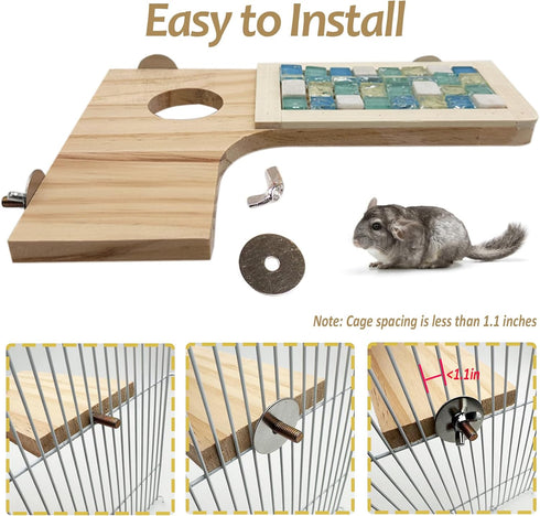 Niwaes Set 9 Pack Chinchilla Wooden Hamster Cage Platform Wood Juvenile Shelves, Squirrel L-Shape Corner Ledge