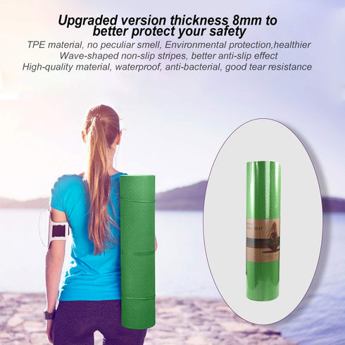 Yoga Mat 1/3 inch QMKGEC Exercise Mats, 8mm TPE Non-Slip Extra Thick Eco Friendly for Yoga Workout