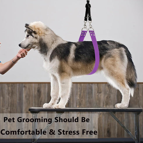 Pet Dog Grooming Belly Straps, Dog Grooming Table Arm Accessories, Waterproof PVC Wide Dog Grooming Belly Band, Purple