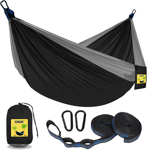 SZHLUX Camping Hammock - Double & Single Portable Hammocks with 2 Tree Straps, Great for Hiking, Backpacking, Hunting,