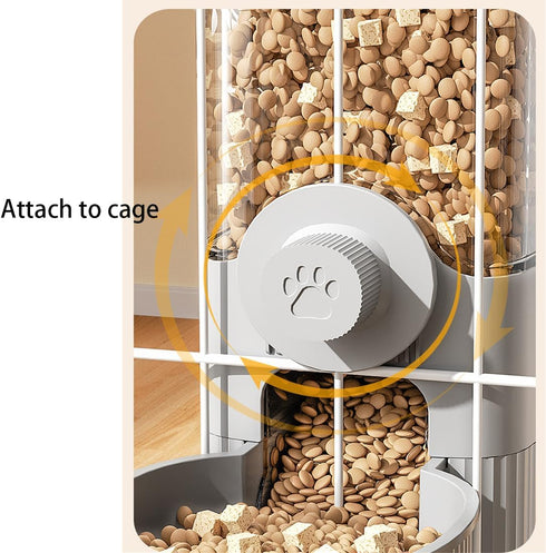 Cage Hanging Bowls, Refillable Food Bowl for Dogs Cats, Double Bowls with Automatic Water Food Dispense Feeder (Grey)