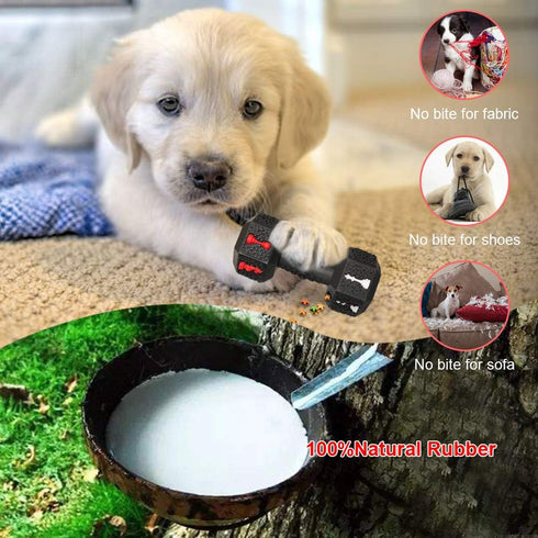 Dog Chew Toys for Aggressive Chewers, Indestructible Tough Natural Rubber Dumbbell Toy for Large Dogs
