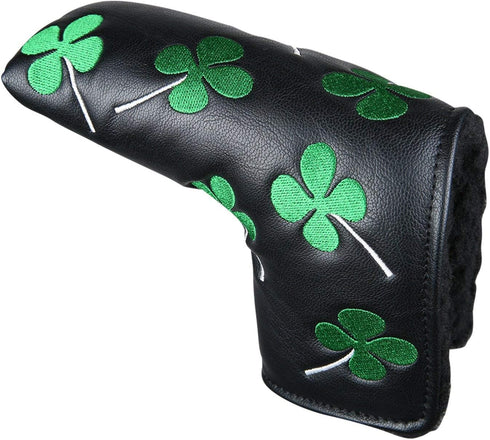 SEACLOUD Golf Putter Cover Blade Head Cover with V-Closure, Four Leaf Clover Pattern for Luck