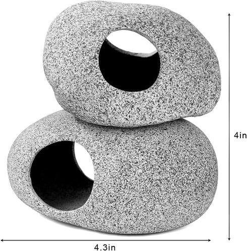 Aquarium Decoration Rock Caves, Hideaway for Shrimp Cichlid Breeding, Professional Decor for Territorial Fish (2 PIECES