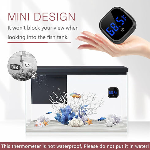 LOFICOPER LED Digital Aquarium Thermometer, Stick-on Fish Tank Thermometer with Built-in Battery, for Fish, Axolotl
