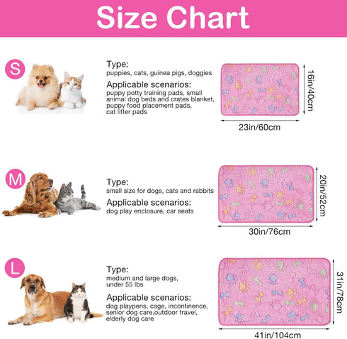 Dono 1 Pack 6 Dog Blanket - Soft Fluffy Fleece Puppy Blanket for Small Medium Large Dogs, Pink Paw Print Warm Sleep Mat