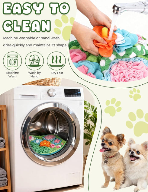 19.7''x19.7''Easy Snuffle Mat for Dogs, Slow Feeding Game Interactive Puzzle Dog Food Mat,Encourage Natural Foraging