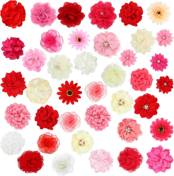 40 Pcs Dog Flower Collar Bows, Multicolor Attachment Charms for Cat Collars, Dogs Collars Embellishment Decor for Pet