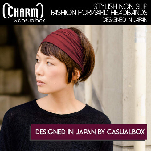 Navy Japanese Bandana Headbands for Men and Women - CHARM - Comfortable Head Bands with Elastic Secure Snug Fit Ideal
