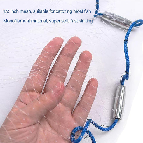 1/2 inch 3FT 12FT Lawaia Cast Net Cast Nets for Fishing Hand Throw Bait Nets Mesh Freshwater Saltwater Fish Gear