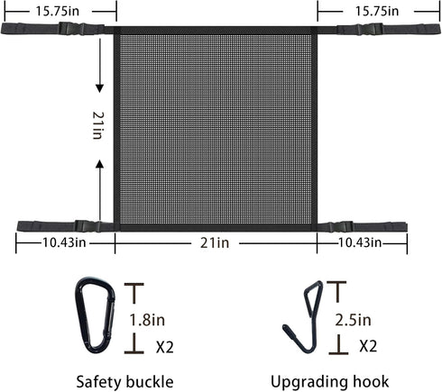 Car Dog Net Barrier, 21 * 21In Adjustable Mesh Obstacle for Car Back Seat Pet Fence, Easy to Install and Clean