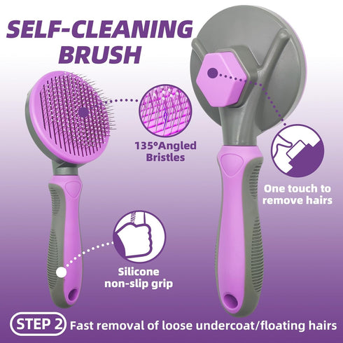 Dog Brush for Shedding, 7 PCS Grooming Brush Kit with Slicker, Rake, Bath Brush & Nail Clipper for Dogs