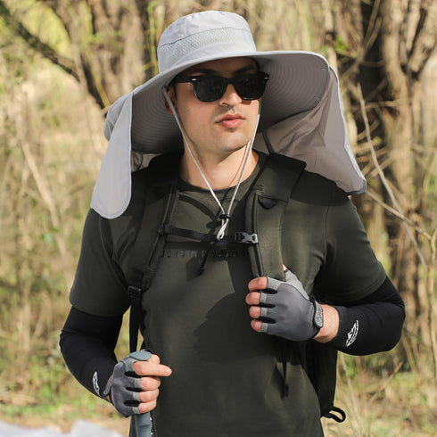 HUAMULAN Women Large Brim Sun Hat with Neck Flap, Quick Dry Hiking Fishing Safari Hat UPF 50+