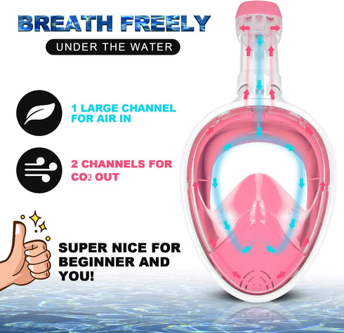 Odoland Snorkeling Packages, Full Face Snorkel Mask for Adults & Youth with Camera Mount, Adjustable Swim Fins