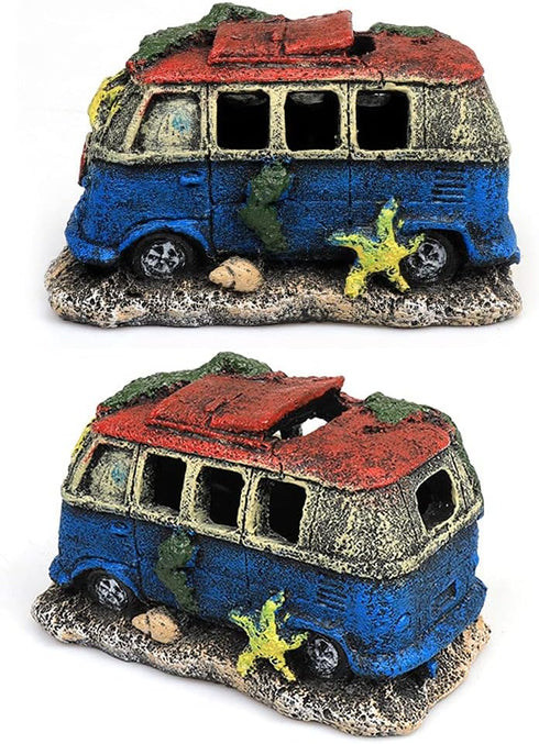 NF Aquarium Decoration Resin Imitation Car Wreck, Fish Tank Supplies Ornament Hideouts