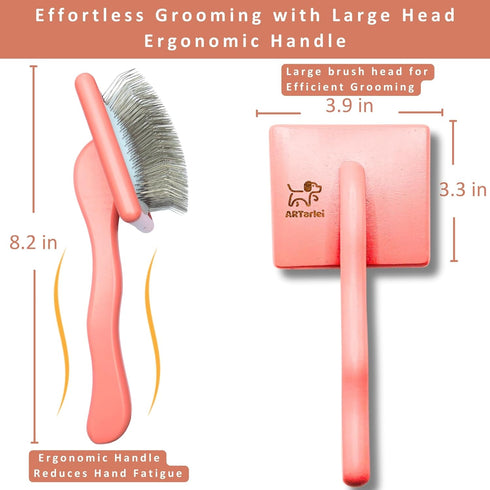 2-in-1 Slicker Brush & Comb for Golden Retriever & Doodle - Easy Detangling & Deshedding for Long Curly Haired Doodle