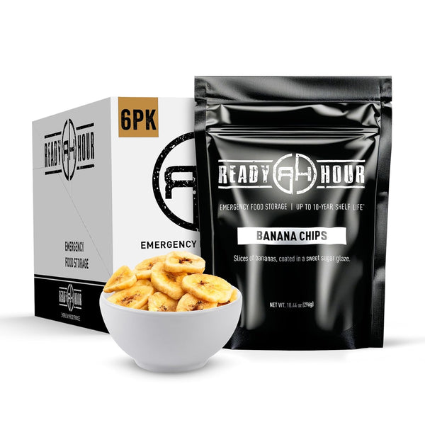 Ready Hour Banana Chips Case Pack Emergency Snacks, Dehydrated Fruit, Long-Term Storage,