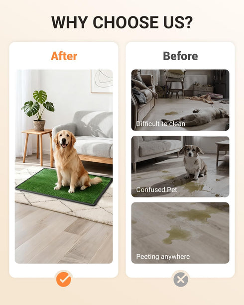 PREMJIN 34"x23" 6 Dog Grass Mat with Tray, Artificial Grass Pee Pads for Dogs Turf Toilet, Reusable Potty Pads for Dogs