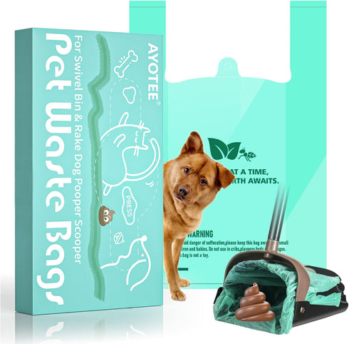 Compostable Dog Poop Bags for Swivel Bin & Rake Dog Pooper Scooper,
