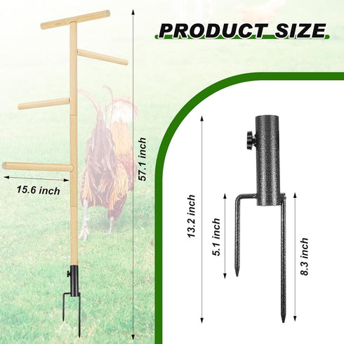 2 57" Pcs Extra Large Chicken Perch Toy for Coop Wooden Chick Perch Stand with Strong Roosting Bar Chicken Enrichment
