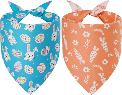 Agroon Easter Dog Bandanas Large 2PCS, 4 Pattern Colorful Scarf for Boy and