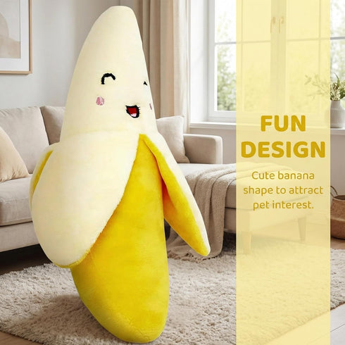 Plush Banana Dog Toy, Squeaky Stuffed Chew Toy for Small Medium Large Dogs, Puppy Boredom ToysSqueeze Squeaker Puppy