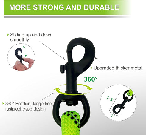 6ft Double Handle Dog Leash with Padded Handle, Reflective Double Loop for Large Medium Dog Control (Green)