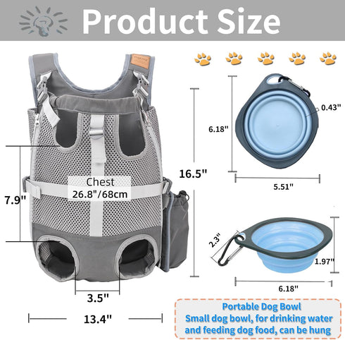 Dog Carrier Backpack - Legs Out Front Facing Carrier for Small Medium Dogs, Adjustable Hands-Free Backpack for Hiking
