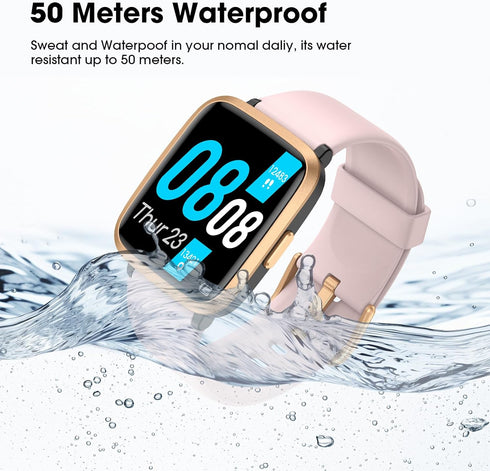 Fitness Tracker Watch with Blood Oxygen, Blood Pressure & Heart Rate Monitor - 50 Meters Waterproof Smart Watch