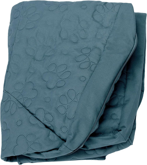 Furhaven Replacement Dog Bed Cover, Pinsonic Quilted Paw L Shaped Chaise, Machine Washable - Bluestone, Medium