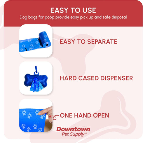 1000 Count 12.5" 8.5" Downtown Pet Supply Poop Bags for Dogs with Dispenser, - Leak-Proof Dog Waste Bags