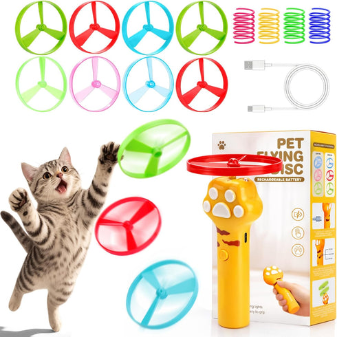 BABORUI Cat Toy Disc Launcher, Rechargeable Interactive Cat Fetch Toy Launcher with