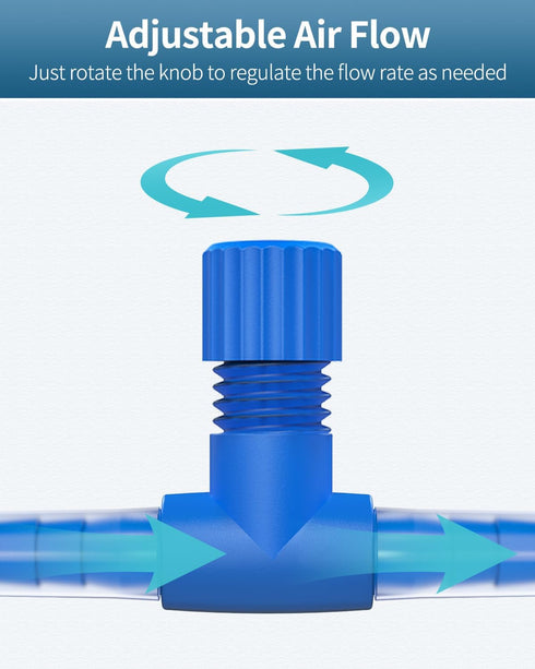 Pawfly Aquarium Air Control Valves for 3/16" ID Airline Tubing Single Way Plastic Air Flow Controllers Regulators Adjustable Blue Hose Connectors Air Pump Accessories for Fish Tanks, 10 Pack by Pawfly