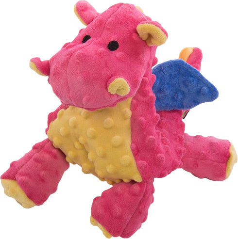 goDog Bubble Plush Dragons Squeaky Dog Toy, Chew Guard Technology - Coral,