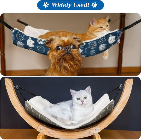 2 Pieces Reversible Cat Hanging Hammock - Soft Breathable Pet Cage Hammock with Adjustable Straps for Cats & Small Dogs
