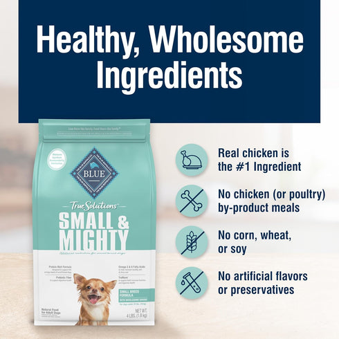 Blue Buffalo True Solutions Small & Mighty Small Breed Adult Dry Dog Food, Chicken, 4-lb. Bag