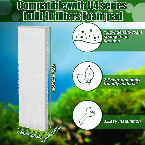 Pangda 12 U4 Pcs Carbon Filter Foam Pads and Foam Filters Compatible with Range of Internal Underwater Sponge Aquarium