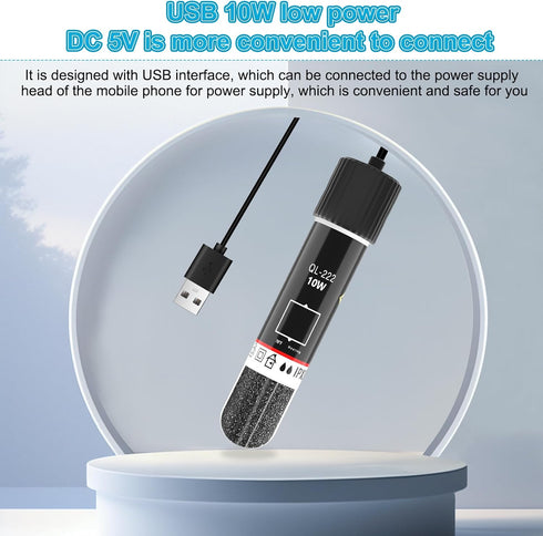 Small Aquarium Heater, 10W Betta Heater, Super Mini USB Powered Submersible Fish Tank Heater, Constant Temperature 78?