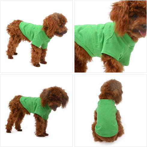 Lovelonglong Pet Clothing - Basic Blank T-Shirt Tee Shirts for Small Dogs (Green, Size S)