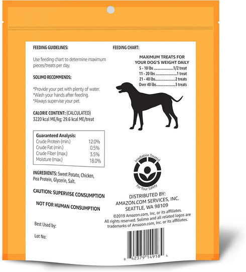 2 Amazon Brand - Solimo Sweet Potato & Chicken Jerky Dog Treats, pounds