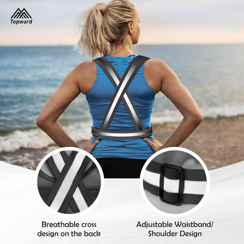 Running Vest with Chest Phone Holder for Women and Men, Reflective Safety Gear for Dog Walking, Cycling - Adjustable