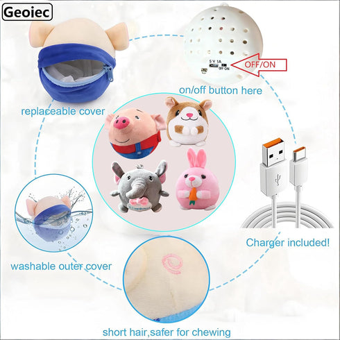 Geojec Interactive Dog Toys,Active Moving Pet Plush Toy with Recording and Music Modes, Jumping Squeaky Song shaking