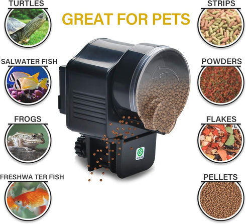 Lychee Aquarium Fish Feeder, Automatic Fish Food Dispenser with Timer for Holiday Vacation (AF-2003)