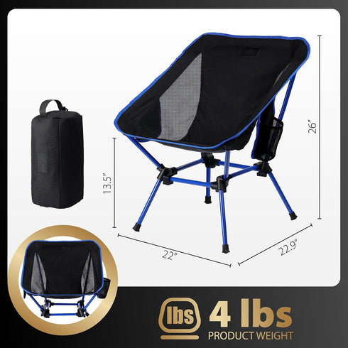 CUETWT 400lbs Backpacking Ultralight Camping Chair, Heavy Duty Portable Folding Chair with Capacity, Compact Hiking