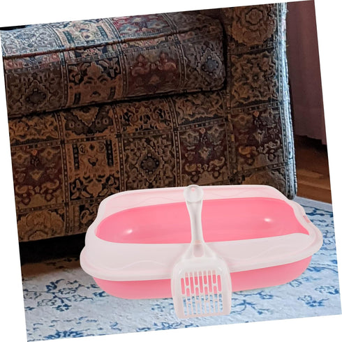 1 Set Cat Litter Box Portable Litter Box Plastic Bins Portable Potty Cat Litter Tray with Scoop Kitten -Splash Kitten